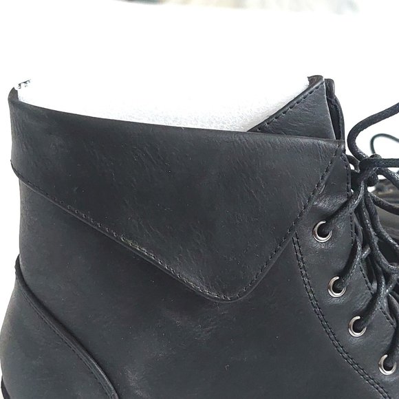 TOP Moda EC89 Womens Foldover Lace Up Low Chunky Heel Ankle Booties - Picture 6 of 10